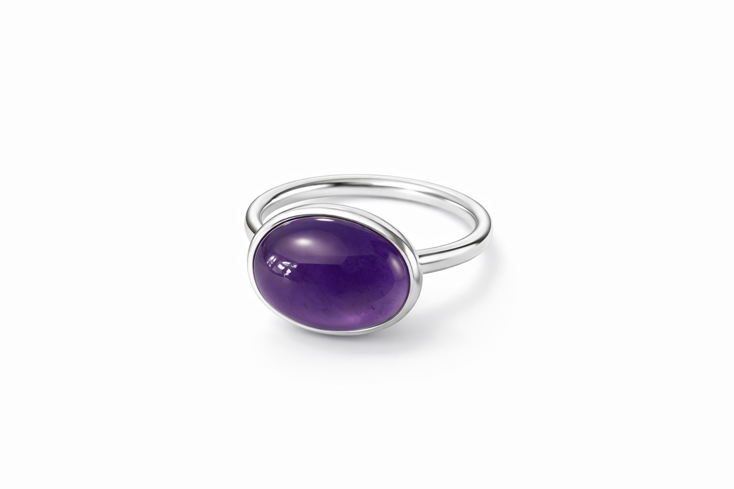 Ametyst oval cabochon 925s sølvring.