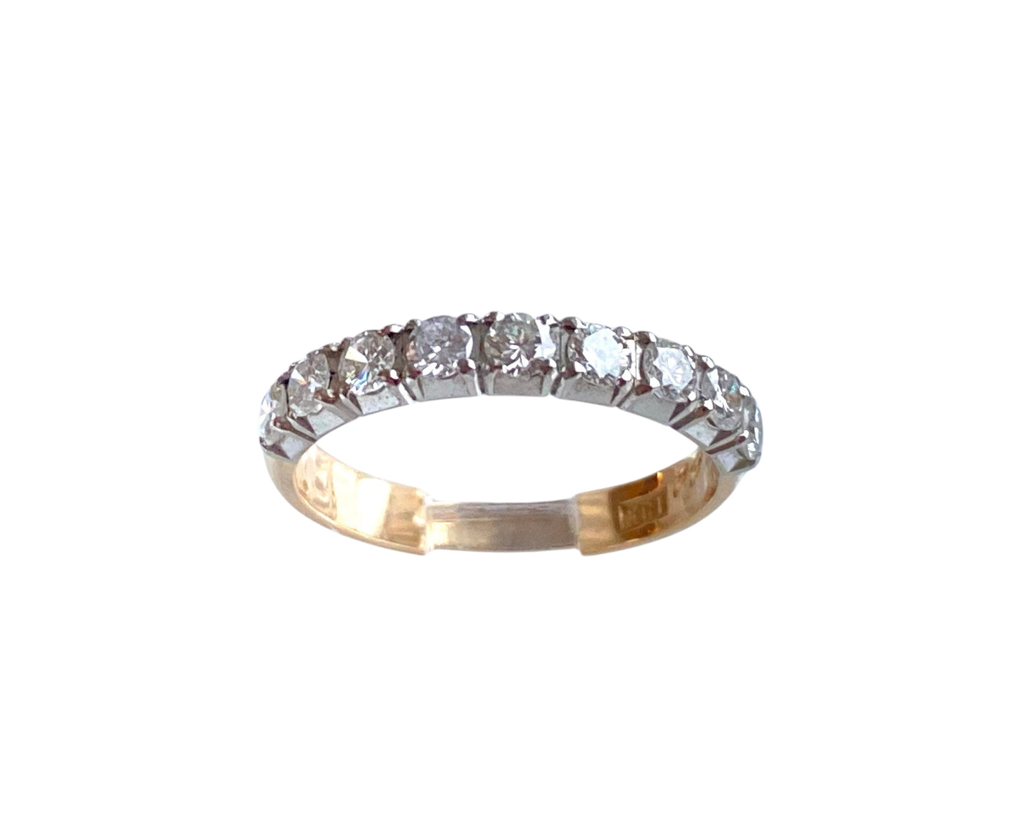 Vintage gullring: 18K Alliansering med Diamanter 0.72 ctw