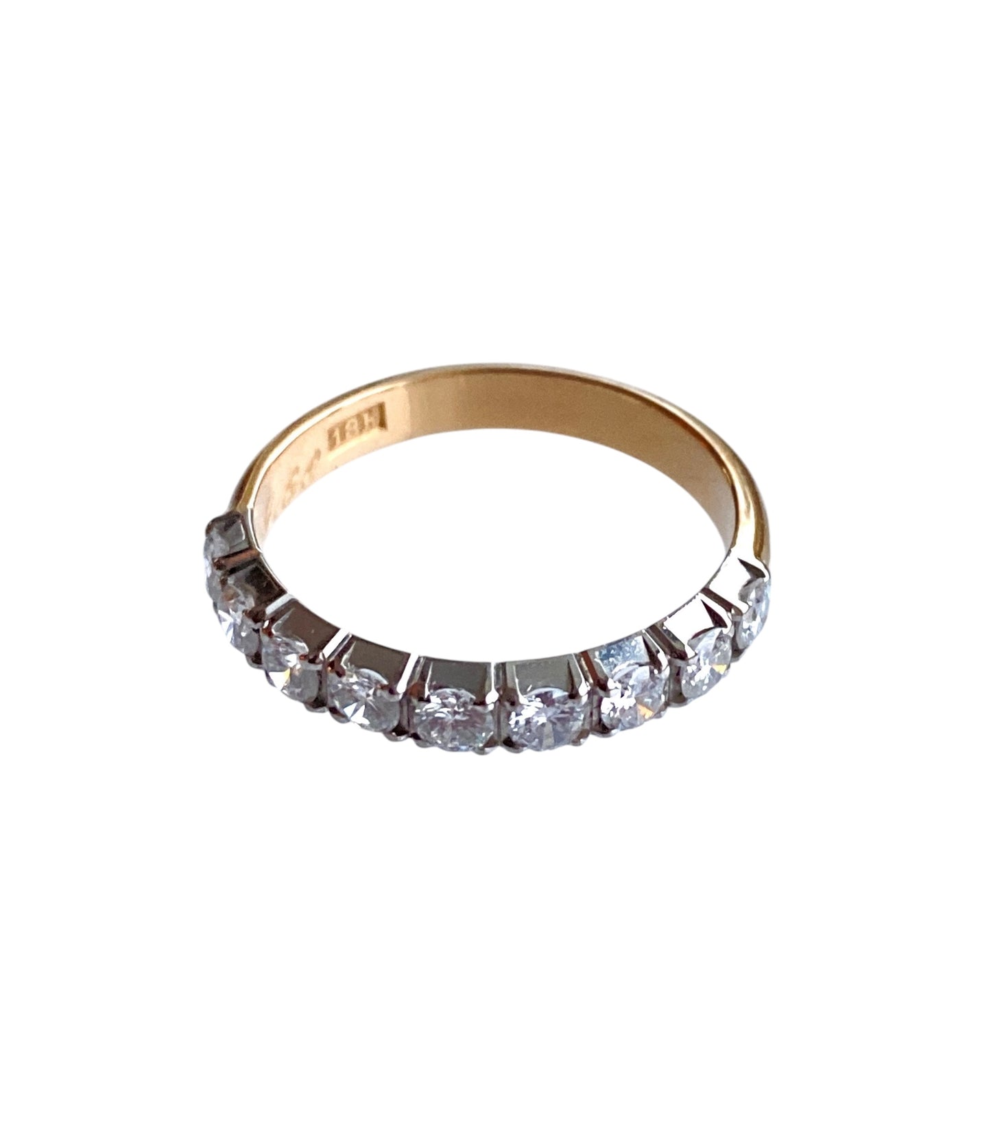 Vintage gullring: 18K Alliansering med Diamanter 0.72 ctw