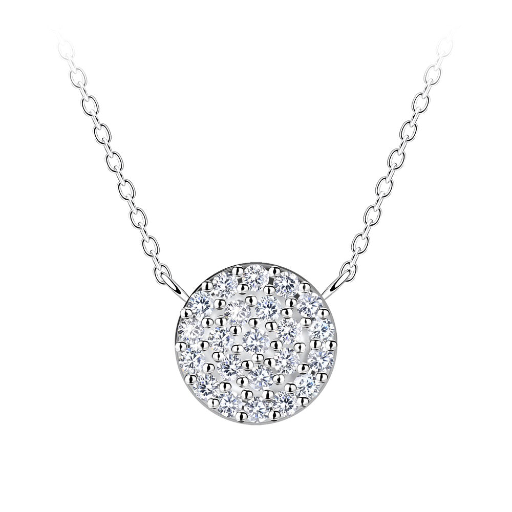 Rundt Halskjede i 925 Sterlingsølv med Cubic Zirconia. Tidløs Eleganse.