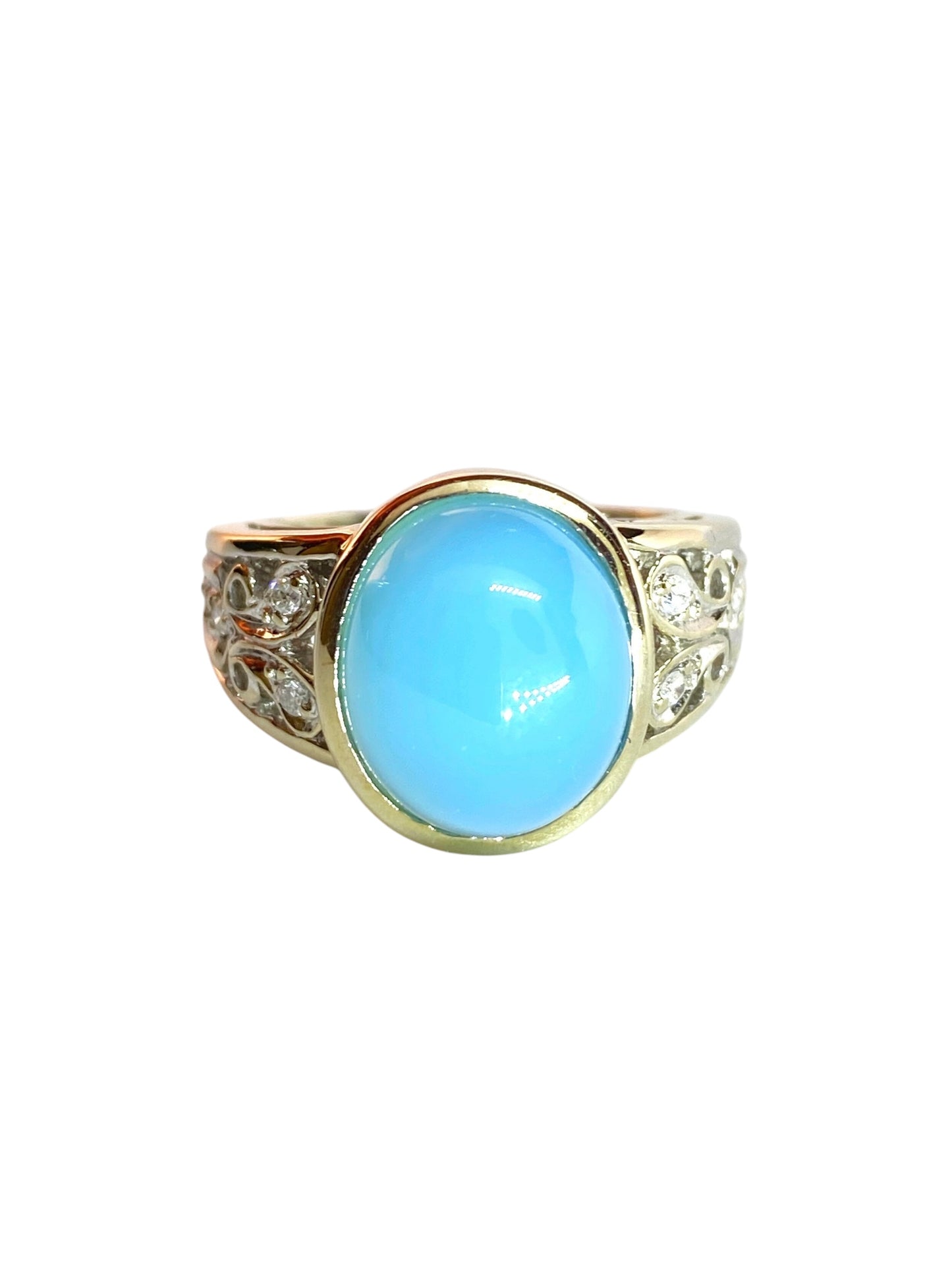 Laura Ashely 14K Monstone og Diamant Design- ring