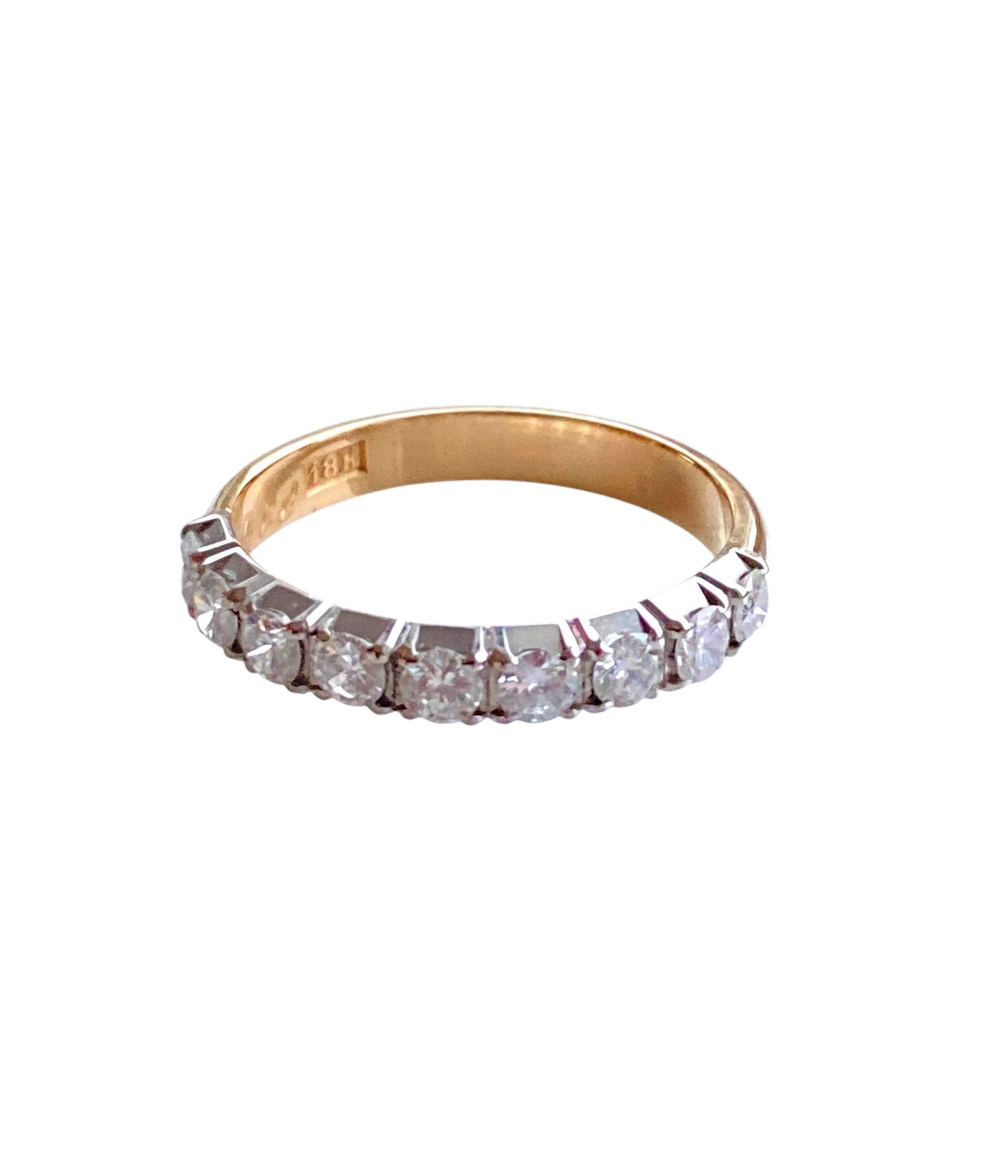 Vintage gullring: 18K Alliansering med Diamanter 0.72 ctw