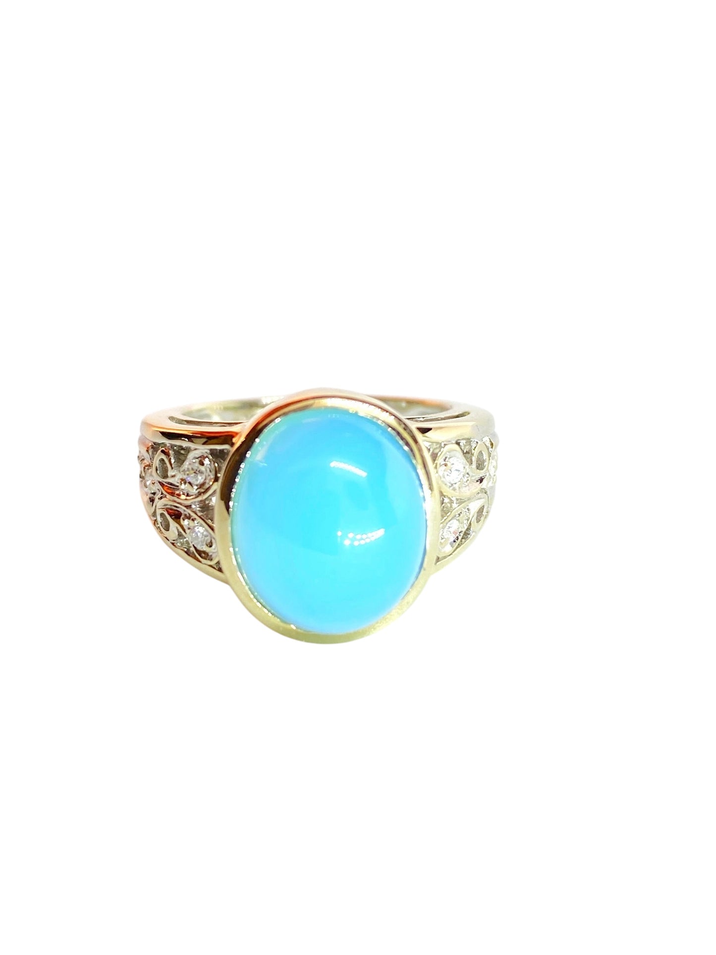 Laura Ashely 14K Monstone og Diamant Design- ring