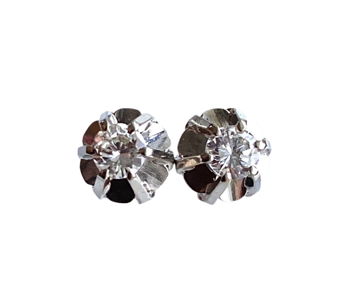 Vintage 18K Diamant Enstens Øredobber 0.30ctw