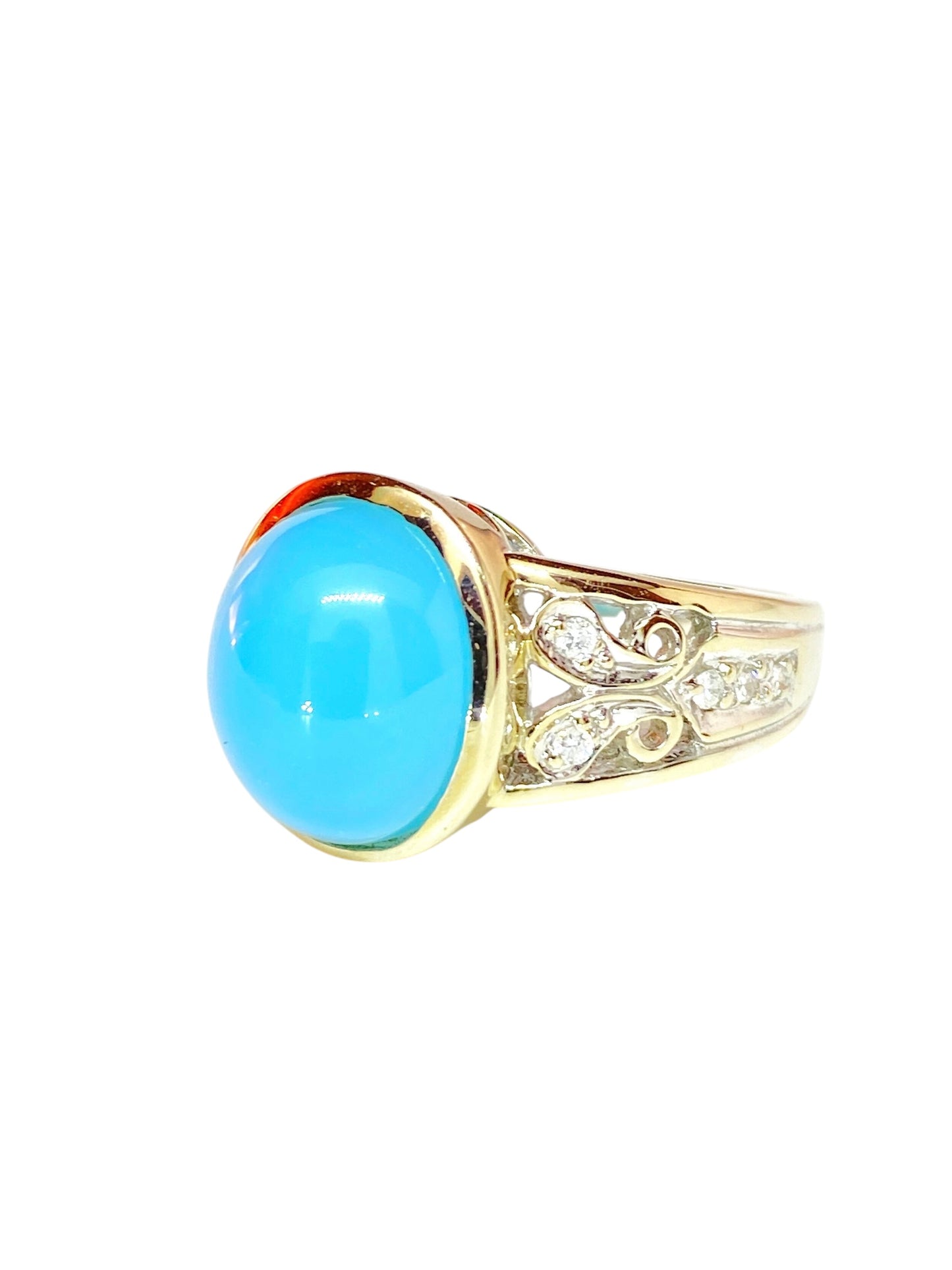 Laura Ashely 14K Monstone og Diamant Design- ring