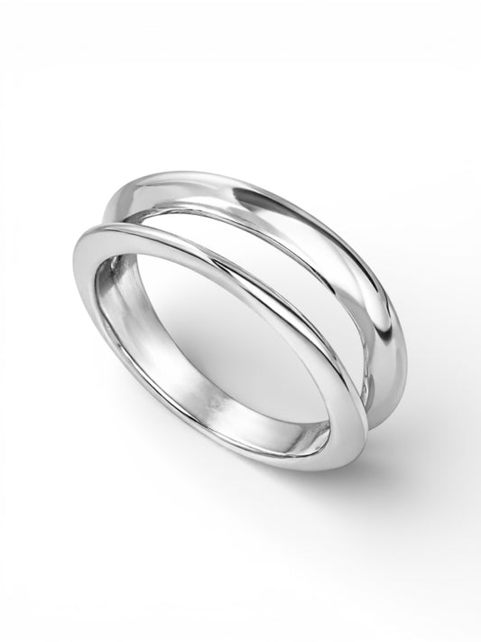 To-raders sølvring i 925 sterlingsølv – Håndlaget og tidløs design