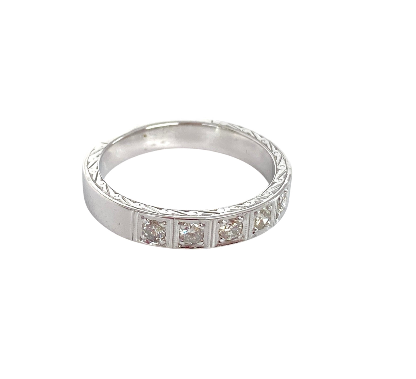 Allianse Diamantring 14K Hvitt Gull med Diamanter