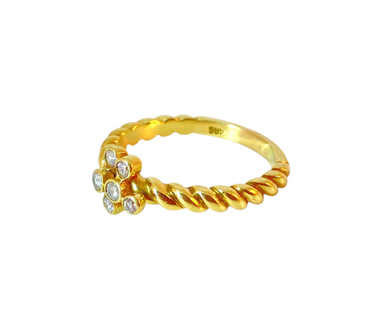 Twisted Diamantring i 14K Gull med Diamanter på ca 0,22 ctw