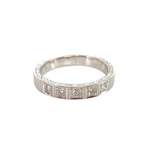 Allianse Diamantring 14K Hvitt Gull med Diamanter