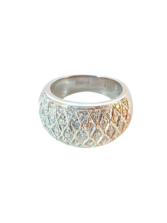 18K Diamantring i 18K Hvitt Gull