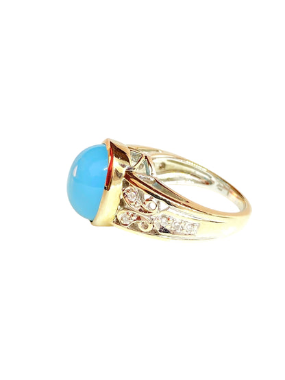 Laura Ashely 14K Monstone og Diamant Design- ring