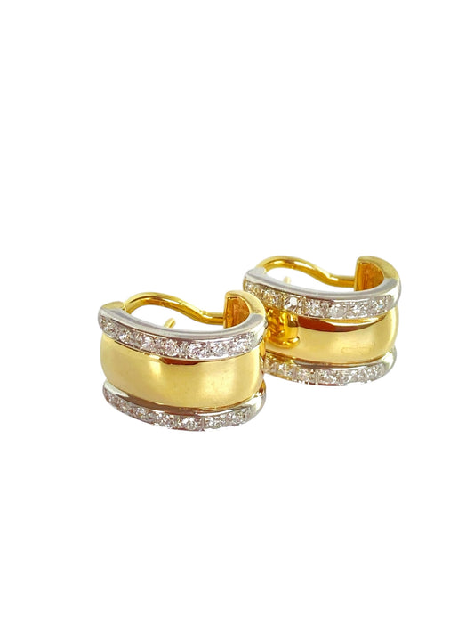 Diamant Øredobber 14K Gult og Hvitt Gull 0.42ct total