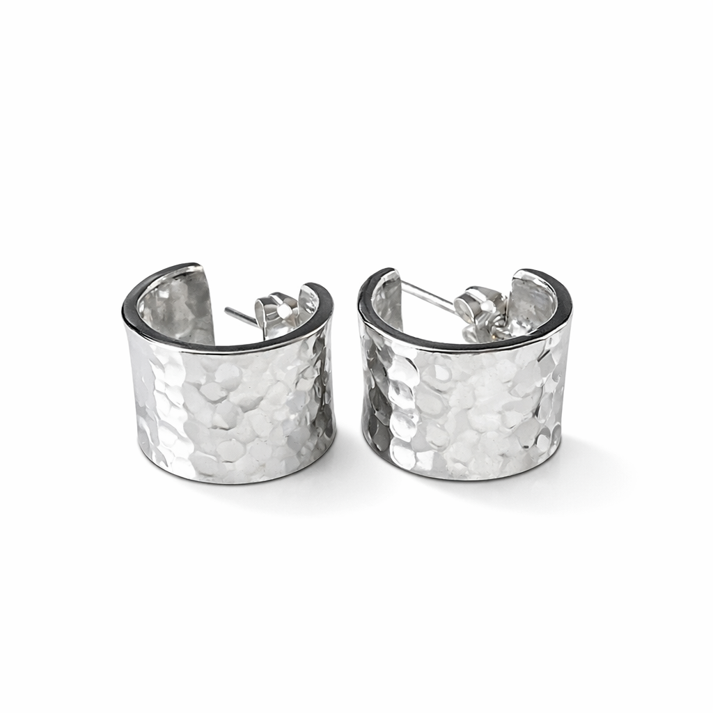 Hamrede øreringer i 925 Sterling- sølv