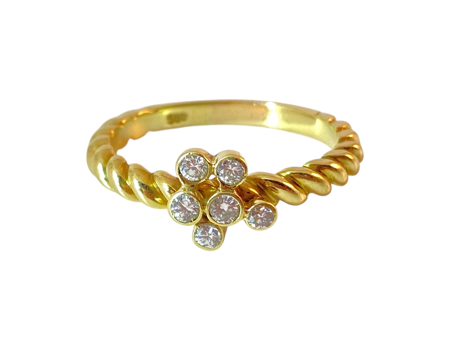 Twisted Diamantring i 14K Gull med Diamanter på ca 0,22 ctw