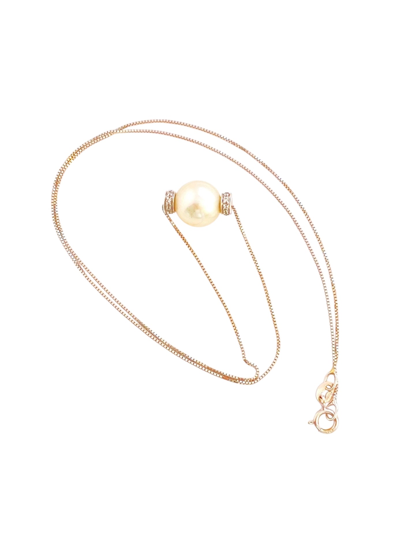 Perleanheng med Diamanter 18K hvitt Gull