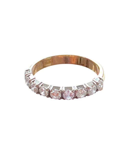 Vintage gullring: 18K Alliansering med Diamanter 0.72 ctw
