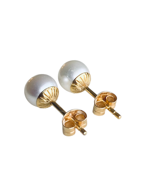 Vintage Perleøredobber 18K gult gull
