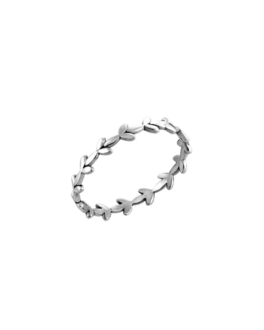 Blad- krans ring i 925s Sterlingsølv