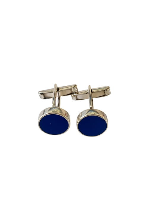 Solide mansjettknapper i 925 Sterling- sølv med blå lapis