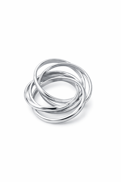 Twisted 7 Raders Sølvring i 925 Sterling Sølv