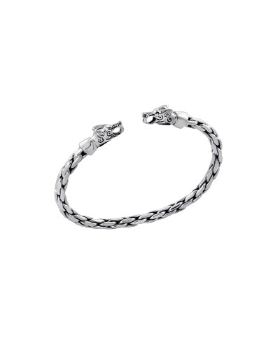 Flettet Sølvarmbånd med Vikingmotiv – 925 Sterling Sølv