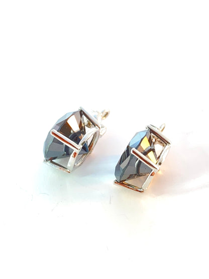Drop øredobber med Diamanter og sorte Moissanite i 14K gult og hvitt Gull