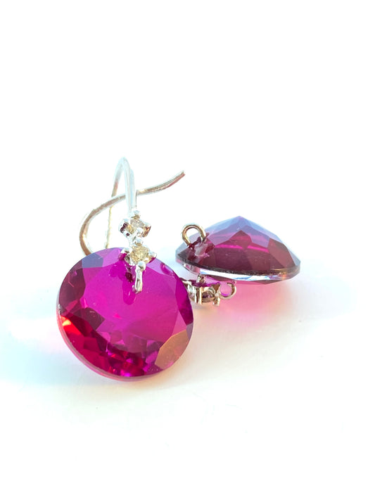 Øredobber med Rubellite og Diamanter