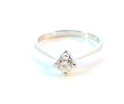 Diamantring i Hvitt Gull med European Cut Diamant på 0.25 ct