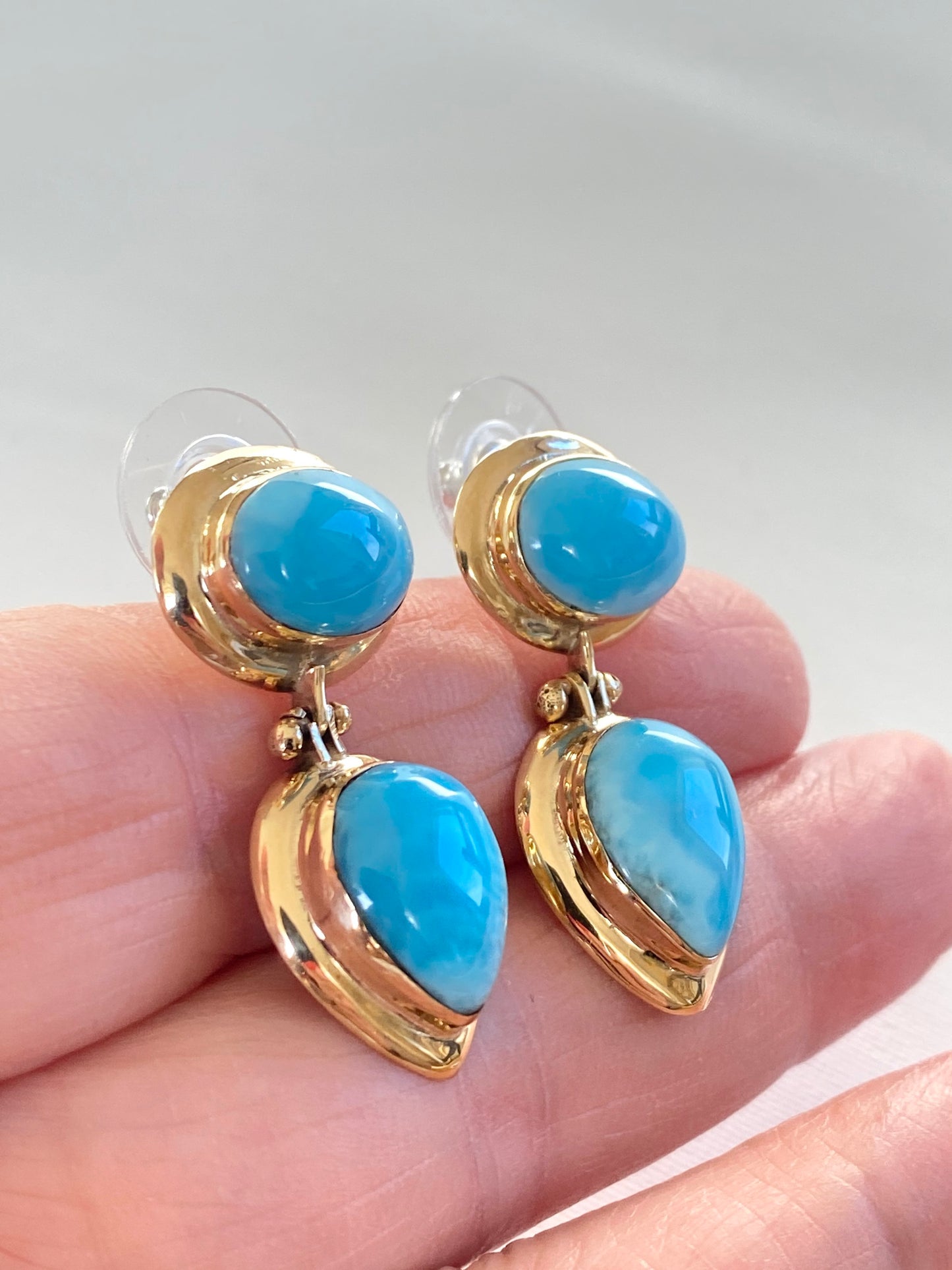 Turquoise Dråpe Øredobber 14K Hvitt Gull