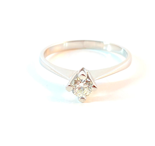 Diamantring i Hvitt Gull med European Cut Diamant på 0.25 ct